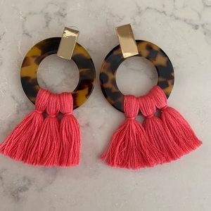 The Tiny Tassel Archdale Earring Tortoise Hot Pink Made in Charleston